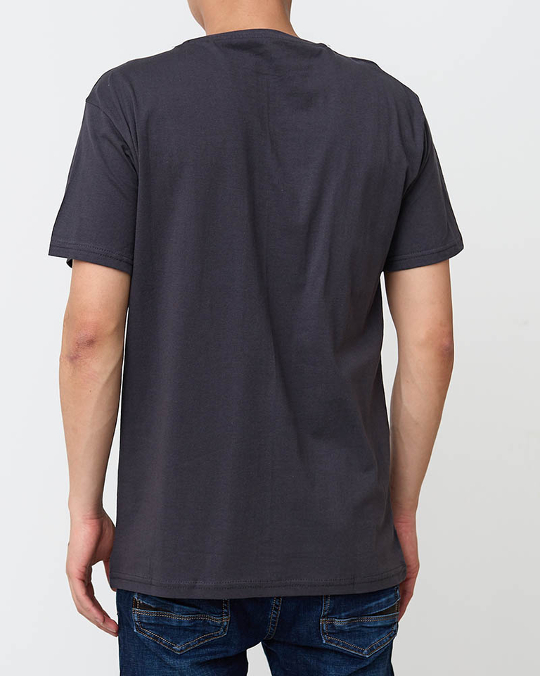 Tricou barbatesc gri inchis cu imprimeu - Imbracaminte