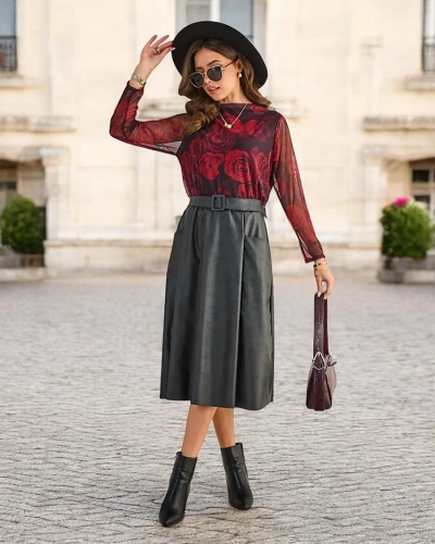 Fusta midi pentru femei de la Royalfashion MĂRIME PLUS