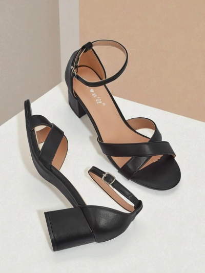 Royalfashion Sandale cu toc gros pentru femei Eleganza Strap