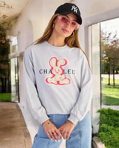 Royalfashion Hanorac cu imprimeu subțire din bumbac pentru femei