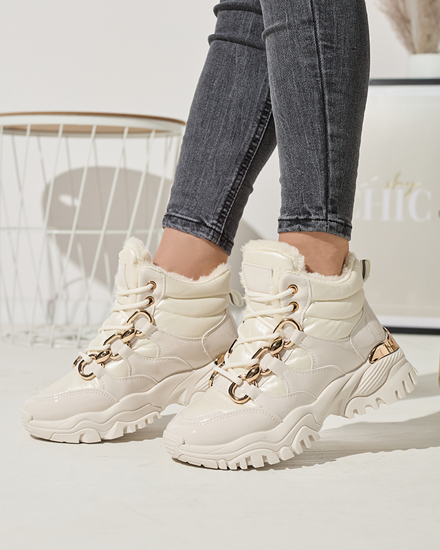 Pantofi sport de iarnă pentru femei crem a'la trappers Mertika - Încălțăminte