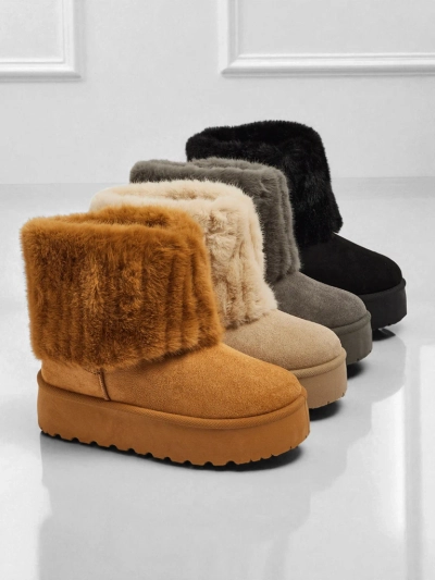 Ghete tip snowboots de damă cu blană artificială Irelle