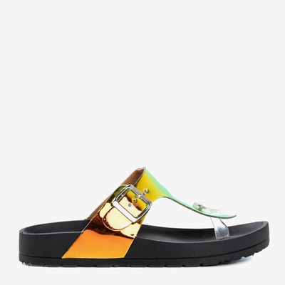 Sandale holografice negre pentru femei Cataramă Manila - Încălțăminte