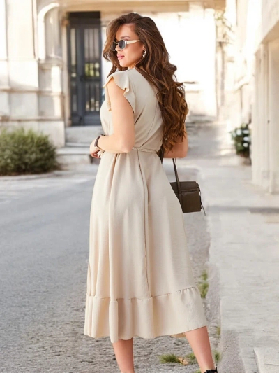 Rochie midi Royalfashion pentru femei cu volane și mâneci scurte