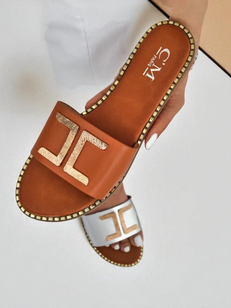 Royalfashion Papuci de damă din piele ecologică cu decorațiune Gildra