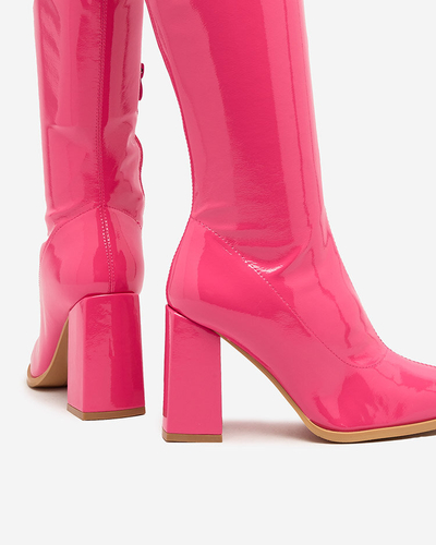 Royalfashion Cizme lăcuite până la genunchi pentru femei Latessco