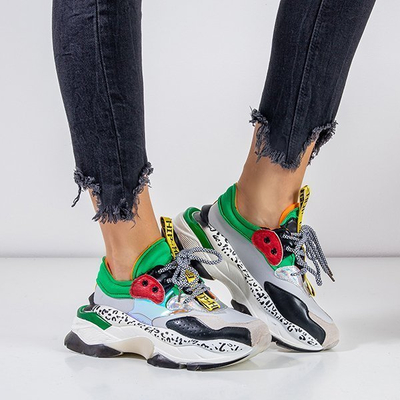 OUTLET Încălțăminte sport dama gri, cu inserții colorate Grandini - Încălțăminte