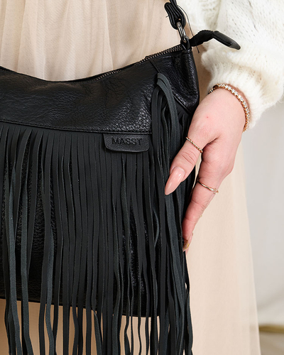 Royalfashion Geantă mare de damă cu ciucuri în negru