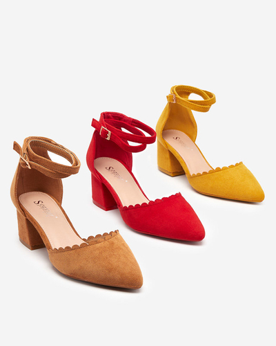 OUTLET Sandale roșii de damă din piele de căprioară ecologică pe stâlpul Ametis - Încălțăminte