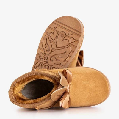 Cizme de zăpadă pentru copii maro deschis cu decorațiuni Mera - Încălțăminte