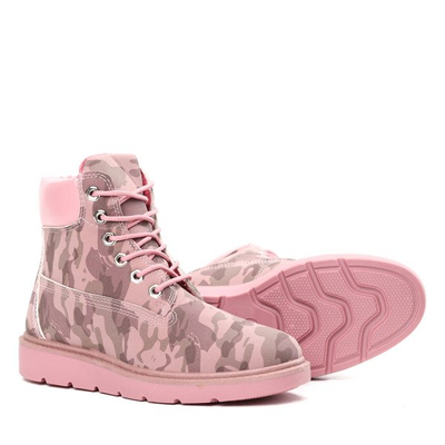 Różowe, ocieplane trapery w moro Josepha- Obuwie