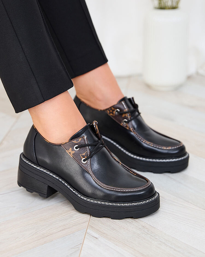 Royalfashion Cizme jumătăți de damă negre pe talpă groasă Dobbin