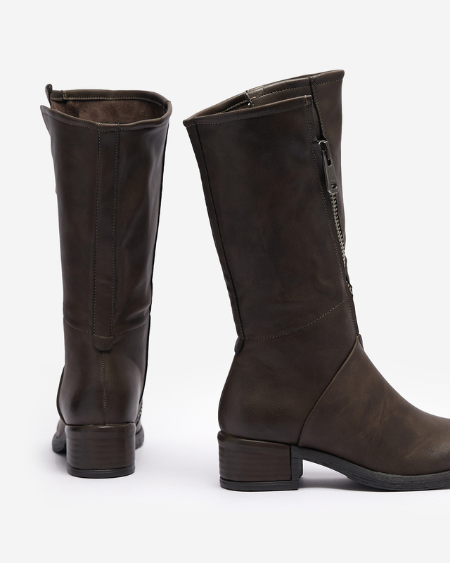 Cizme fără toc din piele ecologică maro închis pentru femei Etica - Încălțăminte