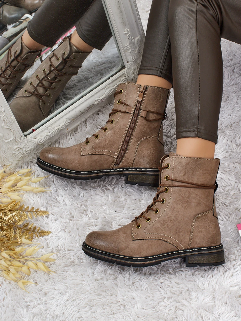 Botine Dama Flora Maro Sintetice Casual pentru Toamnă