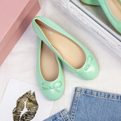 Miętowe baleriny z kokardką Coleti - Obuwie