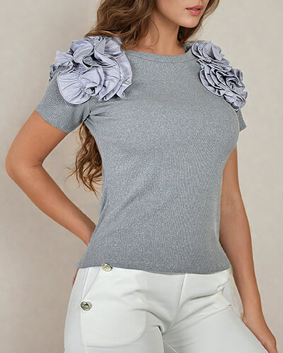 Royalfashion Bluză pentru femei cu nervuri, cu croială, ajustabilă