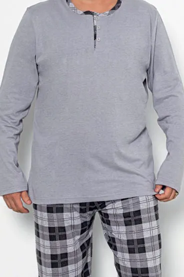 Pijama din bumbac în carouri pentru bărbați Royalfashion MĂRIME EXTRA