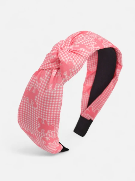 Royalfashion Bandă de păr împletită în carouri și cu urși