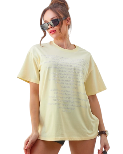 Royalfashion Tricou din bumbac pentru femei cu inscripții din cristal