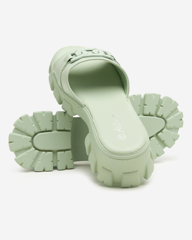 Papuci de damă mentă pe talpă mai groasă. Inza - Incaltaminte