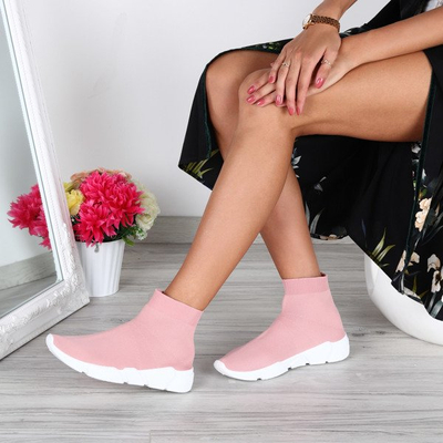 Różowe obuwie z tekstylną cholewką- Obuwie