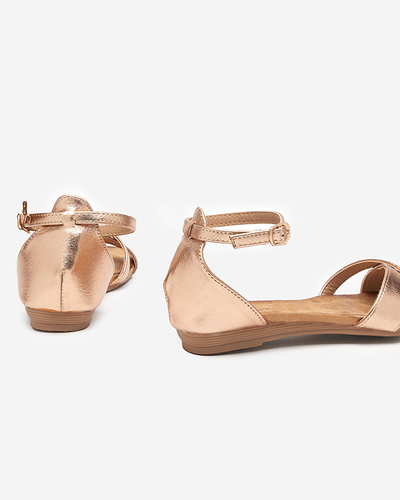 Sandale plate de damă aurii Ruddi- Încălțăminte