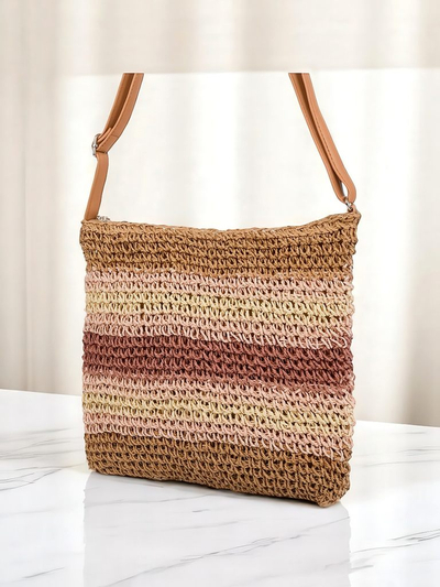 Royalfashion Geantă de damă mică din paie Stripe Charm Mini