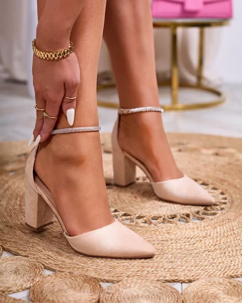 Royalfashion Pantofi de damă bej cu zirconii Britica