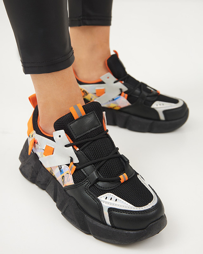 Pantofi sport de dama negri cu insertii colorate Deroni - Incaltaminte