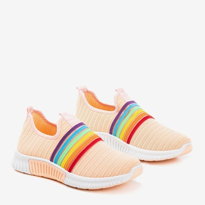 Koralowe sportowe buty damskie typu slip - on Rainbow - Obuwie