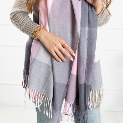 Eșarfă damă caldă roz și gri - Accesorii