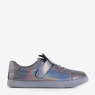 Adidași pentru copii gri închis cu pisoi Atlas - Pantofi