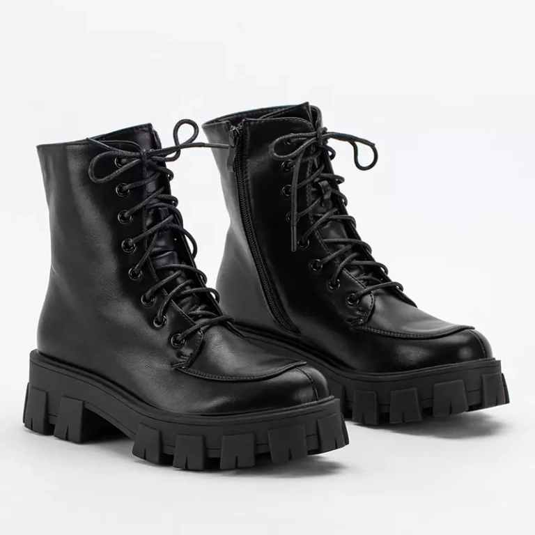 OUTLET Genti dama negre cu toc plat Sinila - Incaltaminte