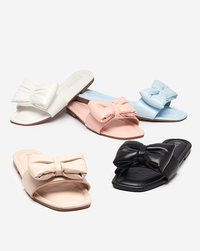 OUTLET Papuci de dama roz cu fundita Macline - Pantofi