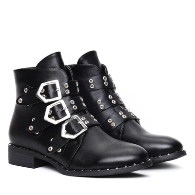 Czarne botki z trzema sprzączkami Tymberlee- Obuwie