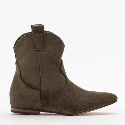 OUTLET Botine de dama verde inchis la glezna cizme cowboy a'la Renola - Incaltaminte