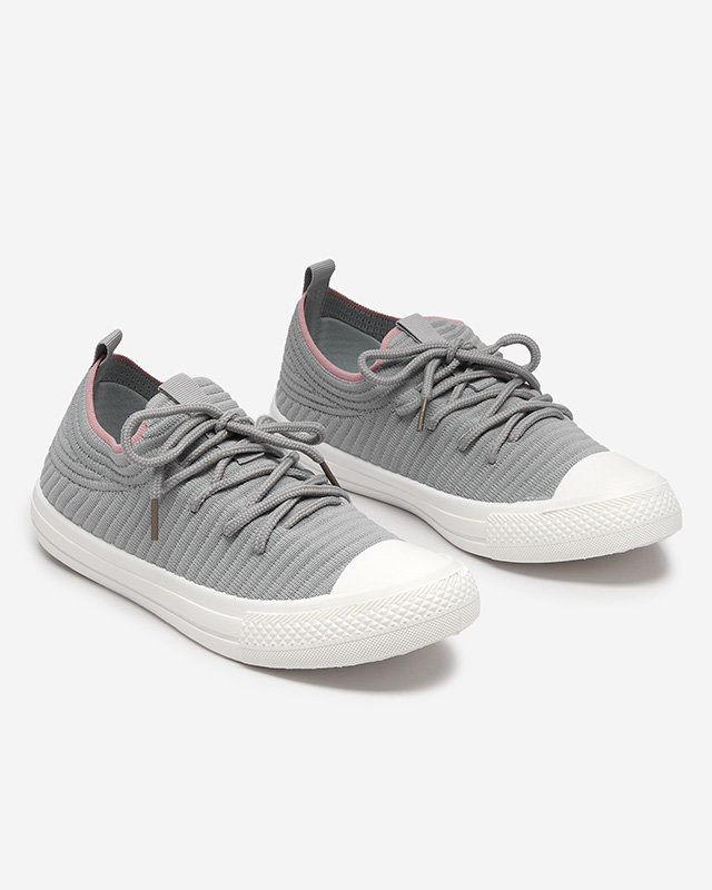 OUTLET Tenisi gri dama cu nervuri Manfer- Incaltaminte