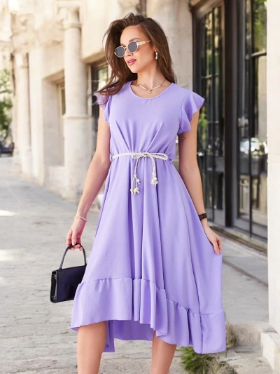 Rochie midi Royalfashion pentru femei cu volane și mâneci scurte