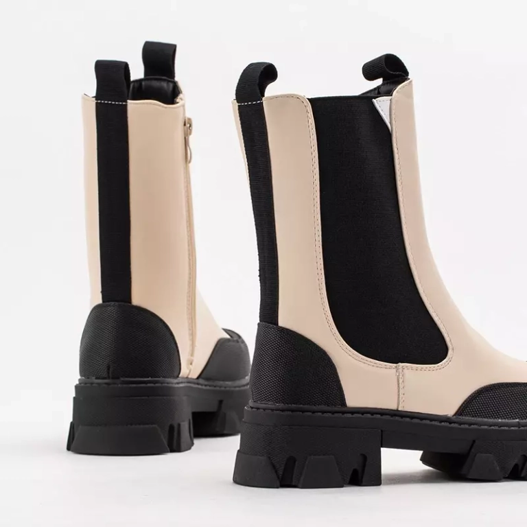 OUTLET Cizme de dama bej pe talpa masiva Rosidi - Incaltaminte