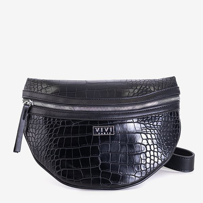 Geantă de rinichi mică, neagră, cu relief de animale - Genți de mână