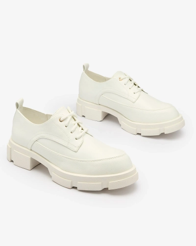 Royalfashion Alb talpă solidă pentru femei Trendy Chunky half shoes