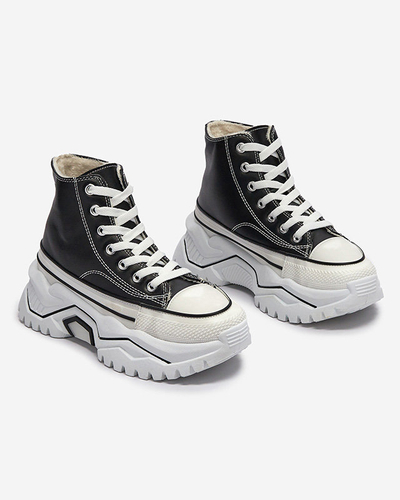 OUTLET Pantofi sport cu platformă izolată neagră pentru femei a'la adidași Retiha - Încălțăminte