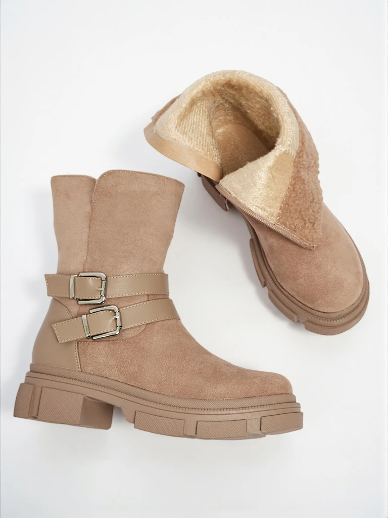 Botine înalte de damă din piele ecologică întoarsă Callire