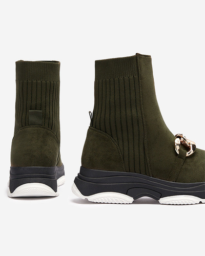 Cizme eco-suede izolate verzi de damă Cuzitta- Footwear