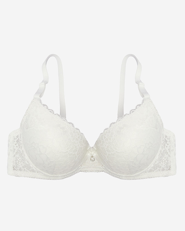 Sutien push up crem pentru femei, decorat cu dantelă- Lenjerie