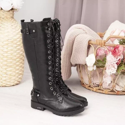 OUTLET Cizme plate negre Kanuti - Pantofi