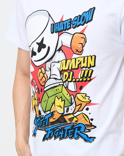 Tricou bărbătesc cu imprimeu alb - Îmbrăcăminte