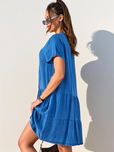 Rochie de tip tunică pentru femei Royalfashion cu guler cu fermoar, tip denim