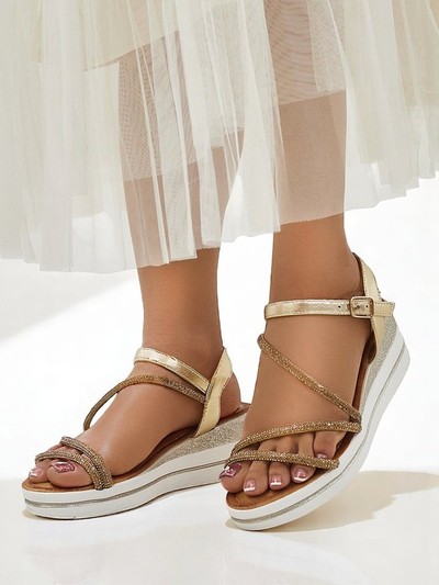 Sandale cu platformă Royalfashion pentru femei, cu cristale strălucitoare Ballosa