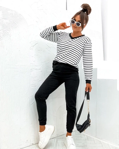 Royalfashion Set de femei din bumbac cu dungi